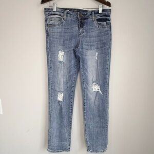 KUT FROM THE KLOTH Womens 8 Medium Wash Distressed Boyfriend Straight Jeans Q7